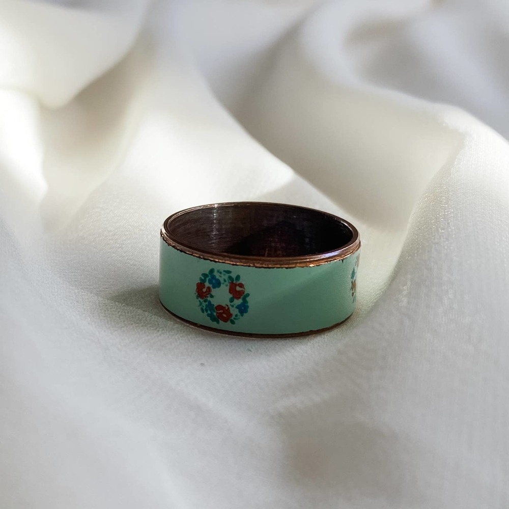 VTG Robin Egg Blue Flower Wreath Band Ring